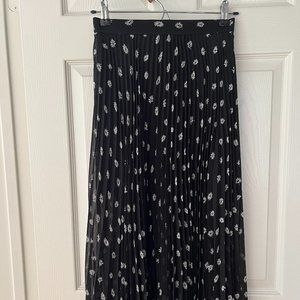Abercrombie & Fitch Pleated Chiffon Midi Skirt Black White Floral XS NWT